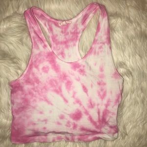 Pink tie dye crop tank
